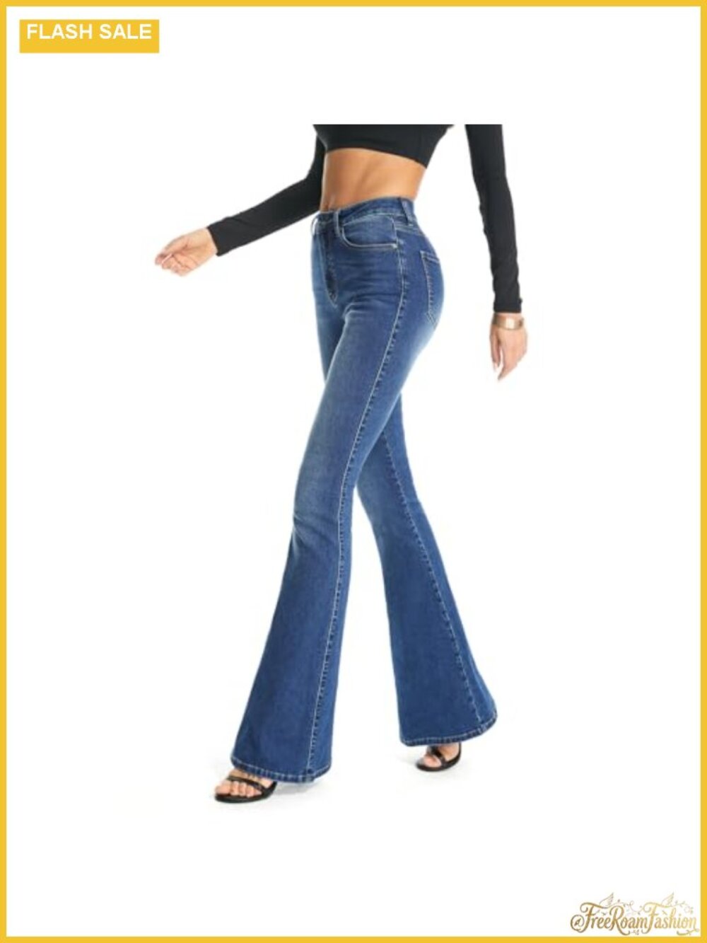 FLYING BANANA Women's Curvy High Rise Bootcut Flare Jeans, Stretchy Cotton Denim